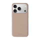 iPhone17Pro ペブルグレインPUレザー ロゴ ベージュ