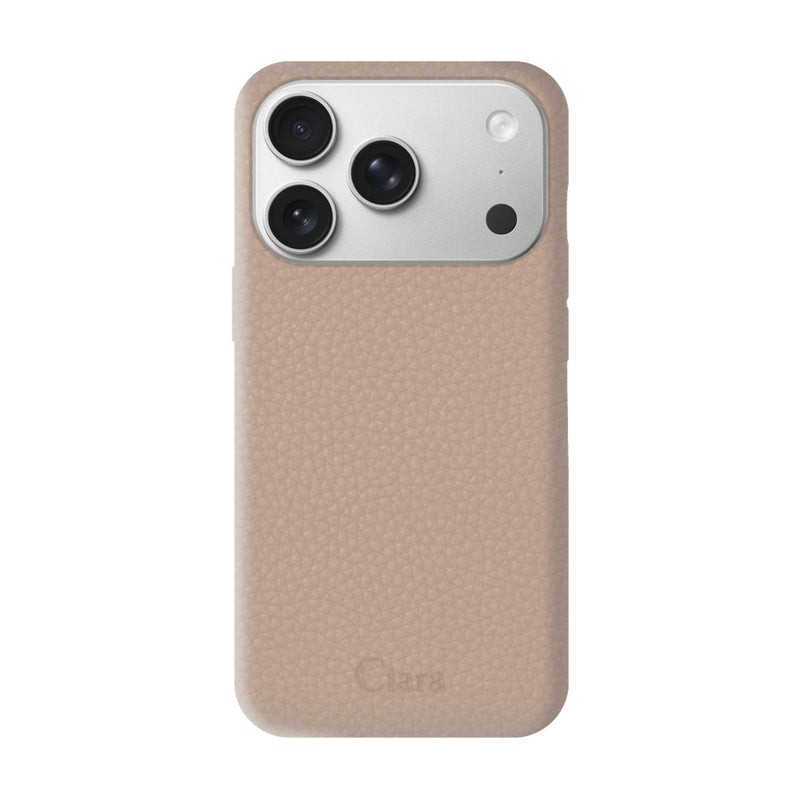iPhoneケース ペブルグレイン PUレザーケース ロゴ