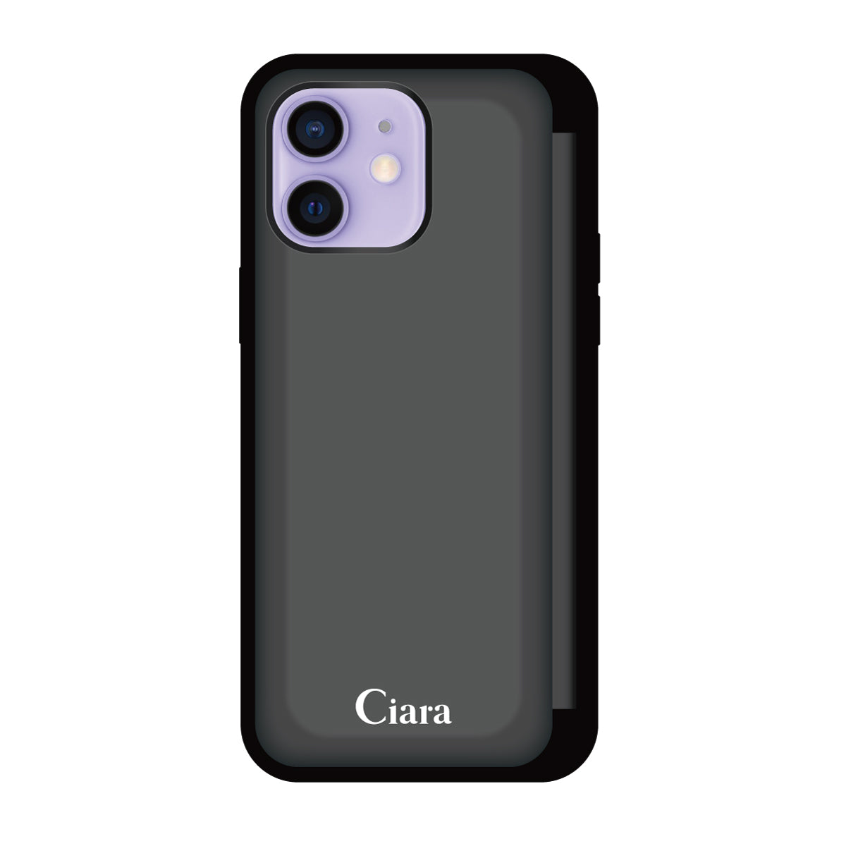iPhoneケース バックフリップカード収納ミラー付き カード収納ミラー付きケース ロゴ