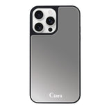 iPhone16ProMaxケース ミラーバンパー ミラー付きケース ロゴ シルバー