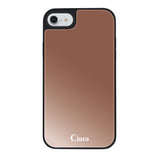 iPhone7/8/SE2/SE3ケース ミラーバンパー ミラー付きケース ロゴ ピンクゴールド