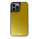 iPhone13Proケース ミラーバンパー ミラー付きケース ロゴ ゴールド