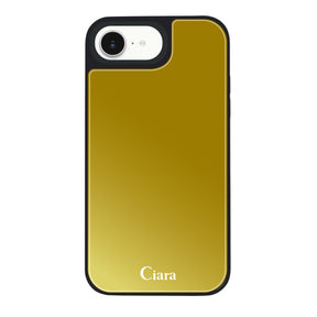 iPhone16eケース ミラーバンパー ミラー付きケース ロゴ ゴールド
