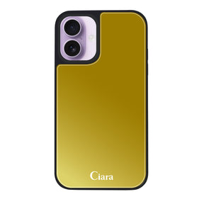 iPhone17 ミラーバンパー ミラー付きケース ロゴ ゴールド