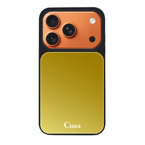 iPhone17ProMax ミラーバンパー ミラー付きケース ロゴ ゴールド