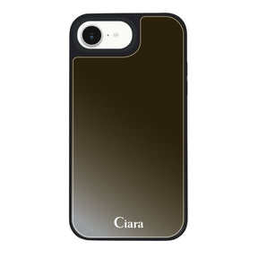 iPhone16eケース ミラーバンパー ミラー付きケース ロゴ ブラック