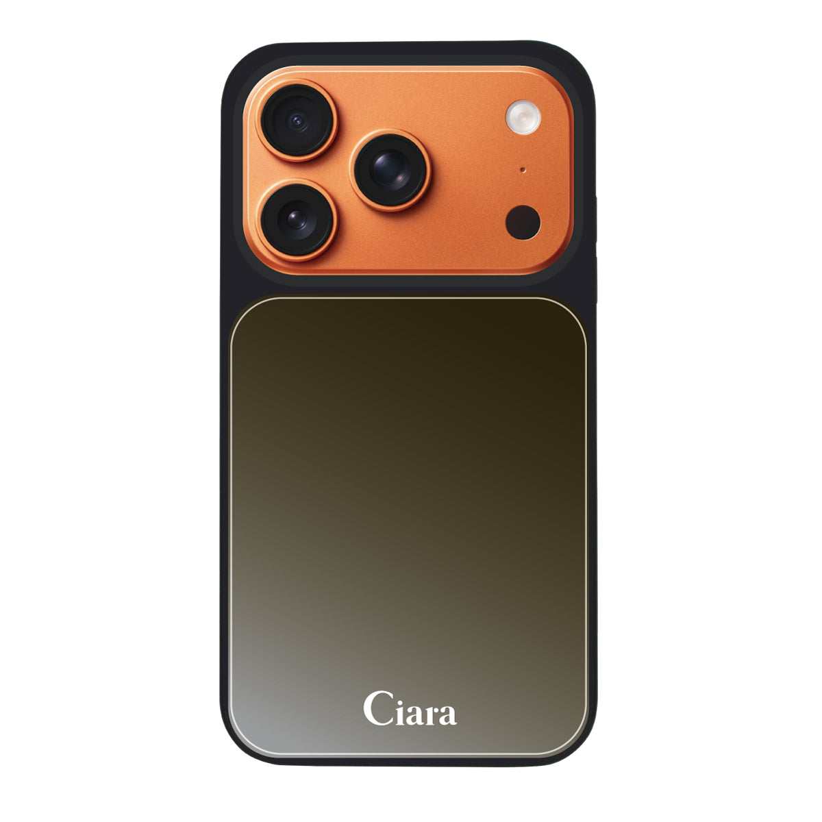 iPhone17ProMax ミラーバンパー ミラー付きケース ロゴ ブラック