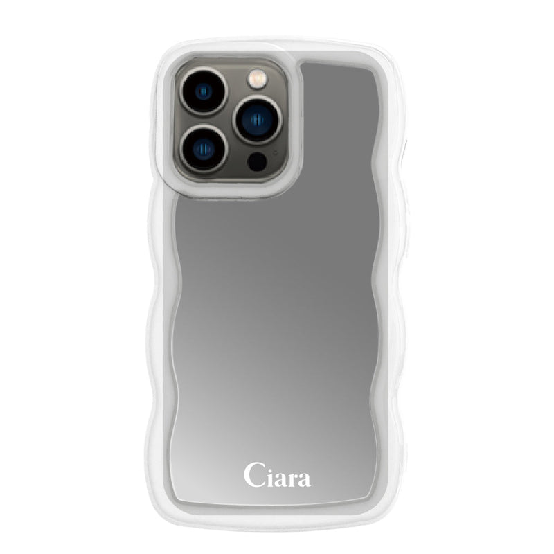iPhoneケース ウェーブ ミラーケース ロゴ