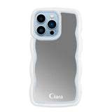 iPhone13ProMaxケース ウェーブ ミラーケース ロゴ クリア