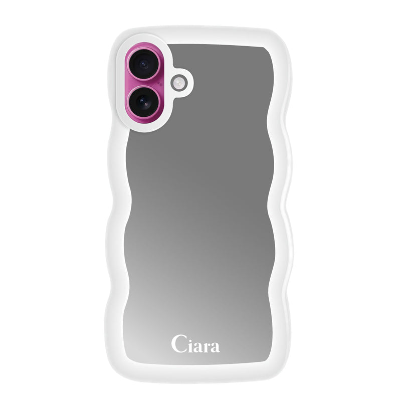iPhoneケース ウェーブ ミラーケース ロゴ