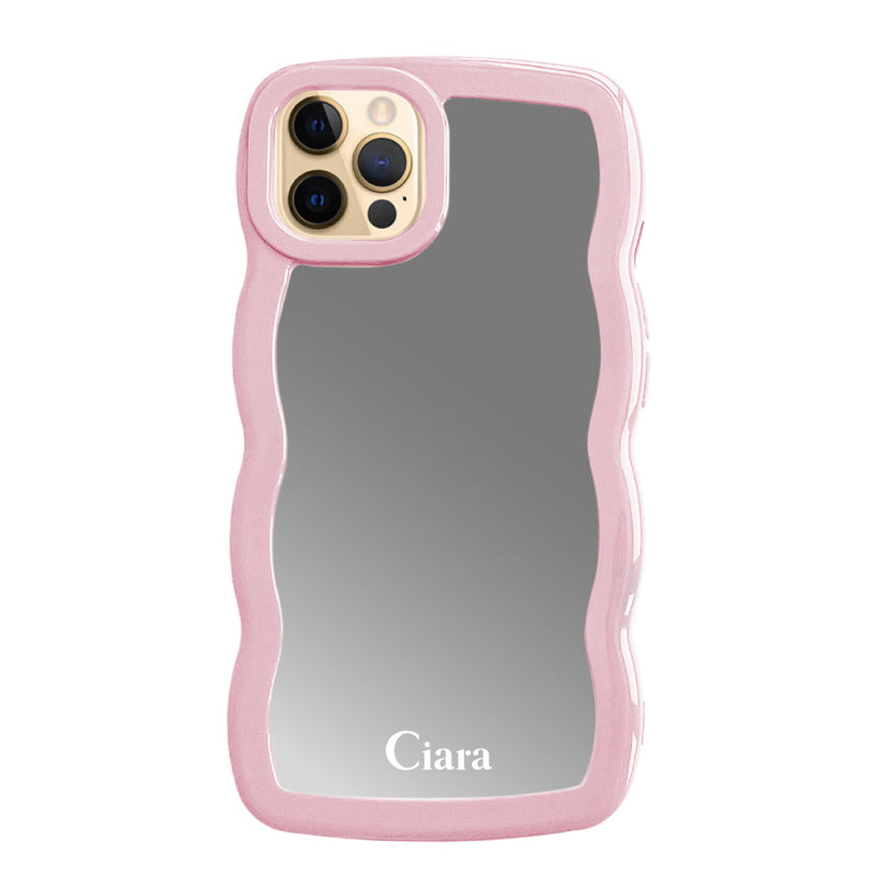 iPhoneケース ウェーブ ミラーケース ロゴ