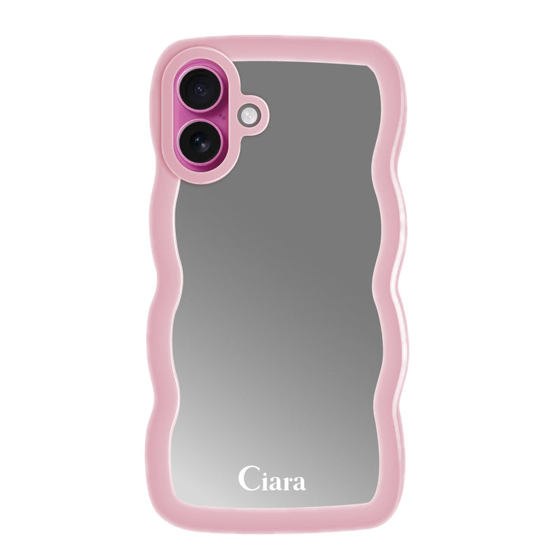 iPhoneケース ウェーブ ミラーケース ロゴ
