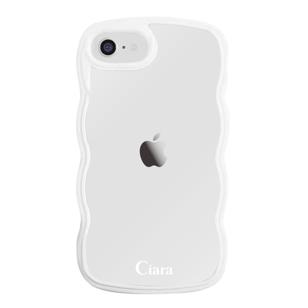 iPhone7/8/SE2/SE3ケース ウェーブフレーム クリアケース ロゴ ホワイト
