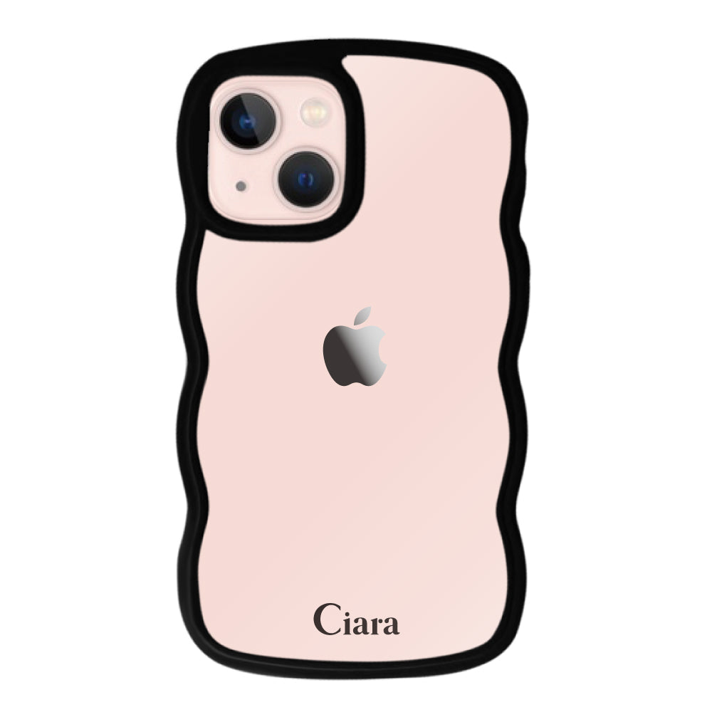 iPhone13ケース ウェーブフレーム クリアケース ロゴ ブラック