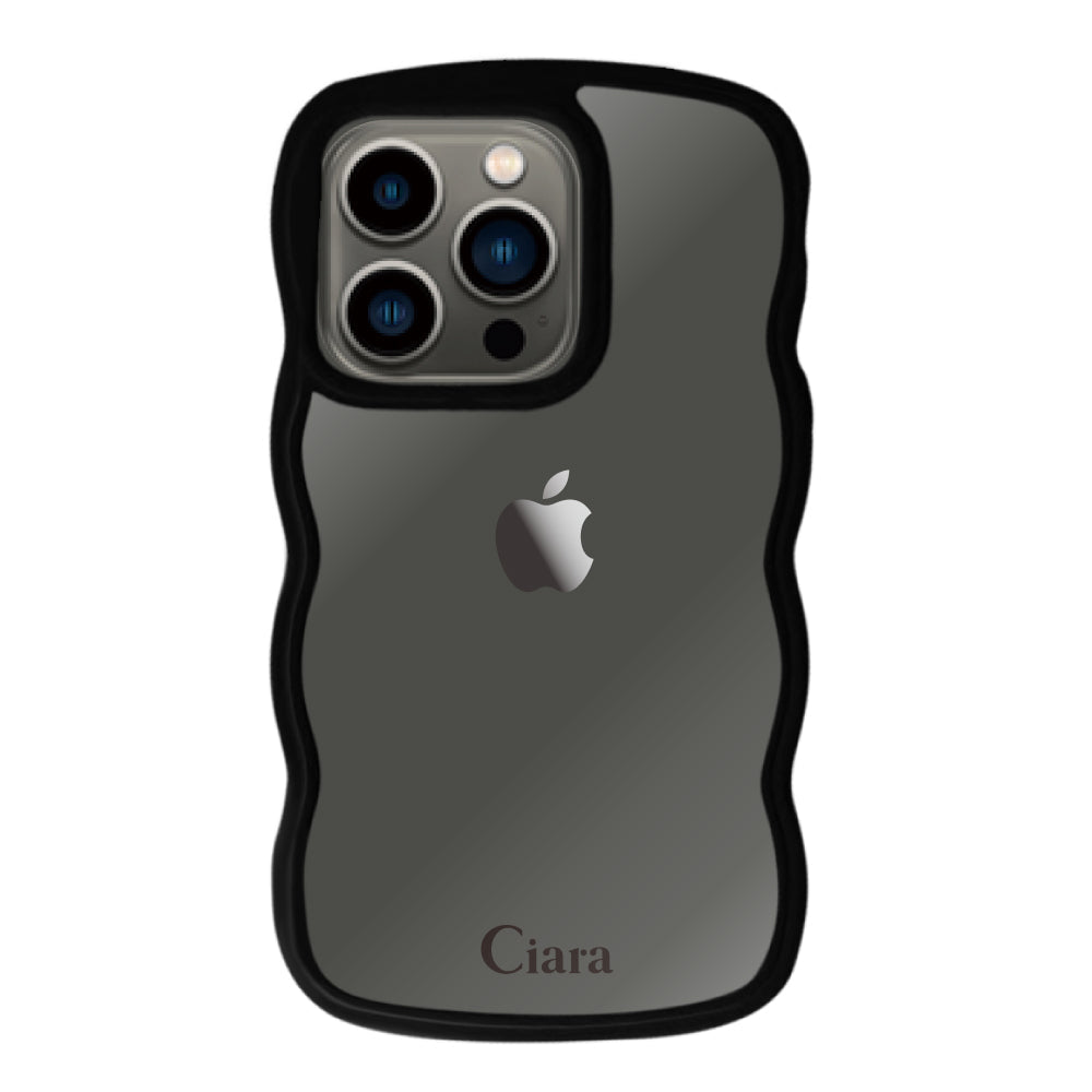 iPhone13Proケース ウェーブフレーム クリアケース ロゴ ブラック