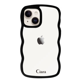 iPhone14ケース ウェーブフレーム クリアケース ロゴ ブラック