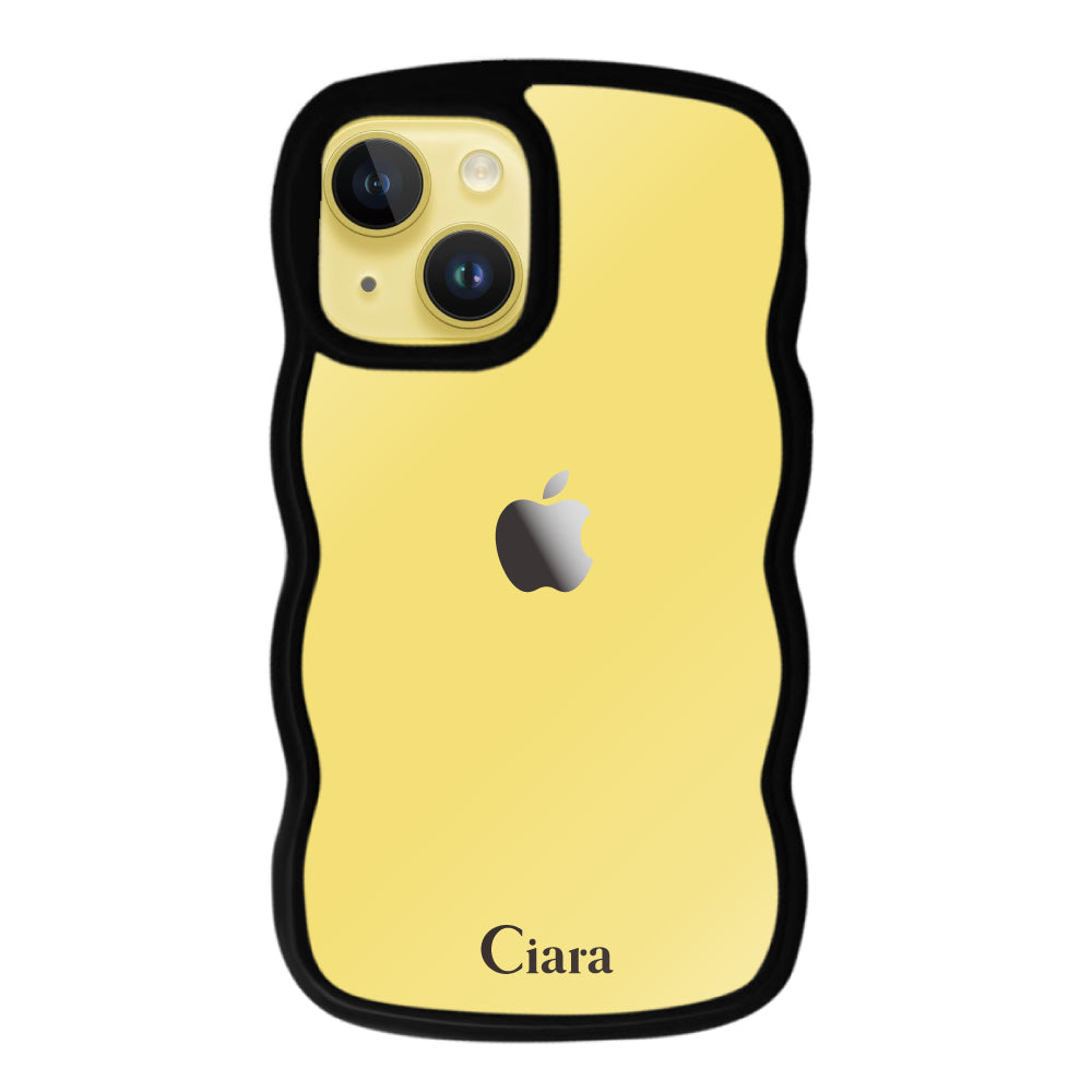 iPhone14Plusケース ウェーブフレーム クリアケース ロゴ ブラック