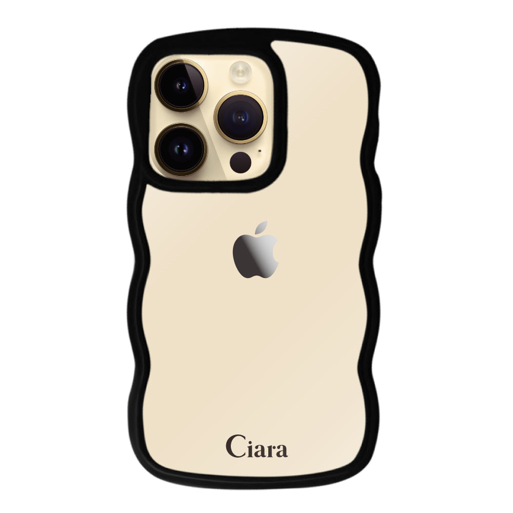 iPhone14Proケース ウェーブフレーム クリアケース ロゴ ブラック