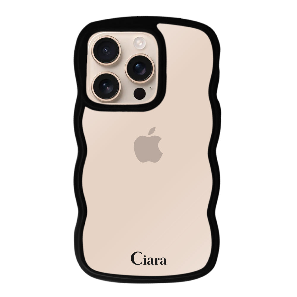 iPhone17Pro ウェーブフレーム クリアケース ロゴ ブラック