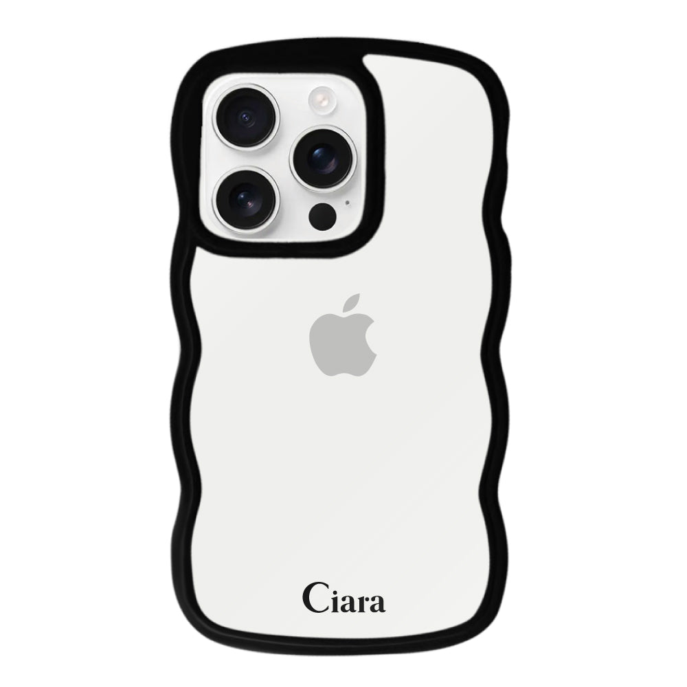 iPhone17ProMax ウェーブフレーム クリアケース ロゴ ブラック
