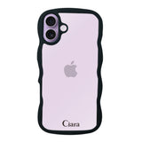 iPhone17 ウェーブフレーム クリアケース ロゴ ブラック