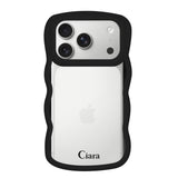 iPhone17Pro ウェーブフレーム クリアケース ロゴ ブラック