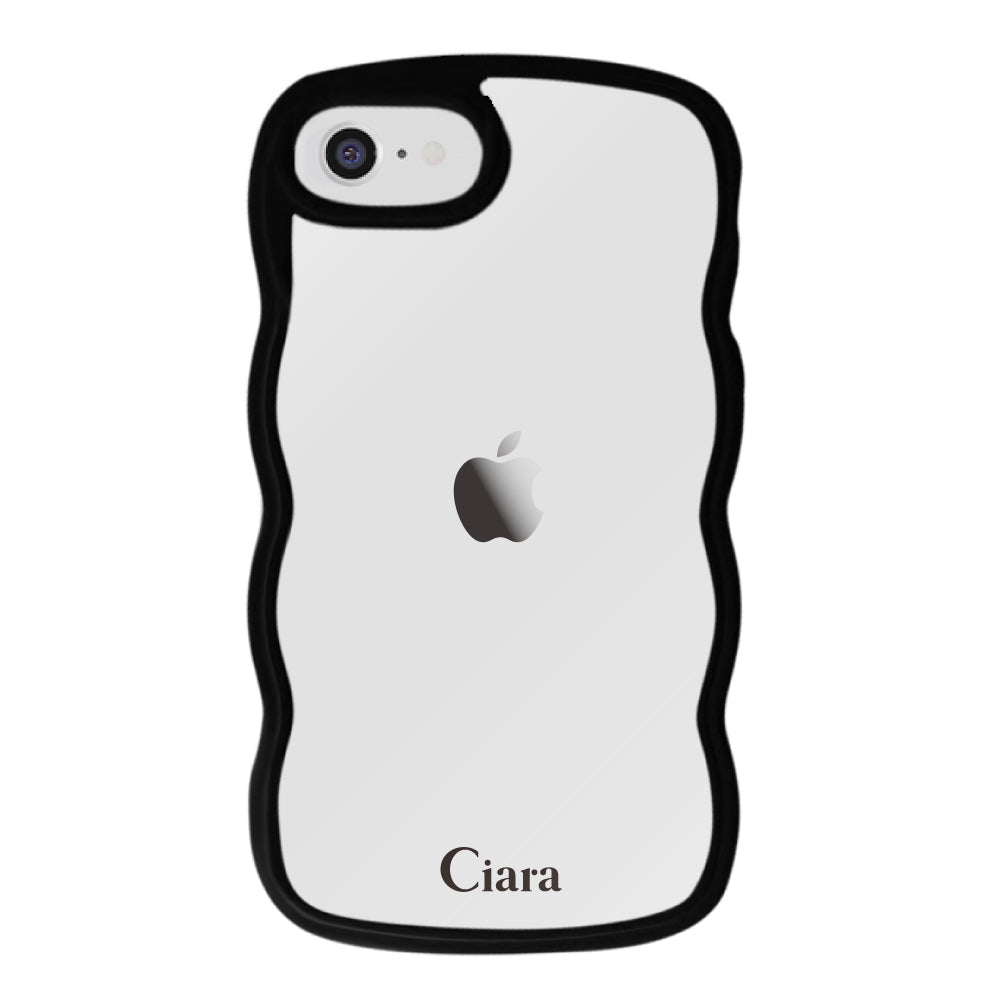 iPhone7/8/SE2/SE3ケース ウェーブフレーム クリアケース ロゴ ブラック