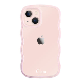 iPhone13ケース ウェーブフレーム クリアケース ロゴ ピンク