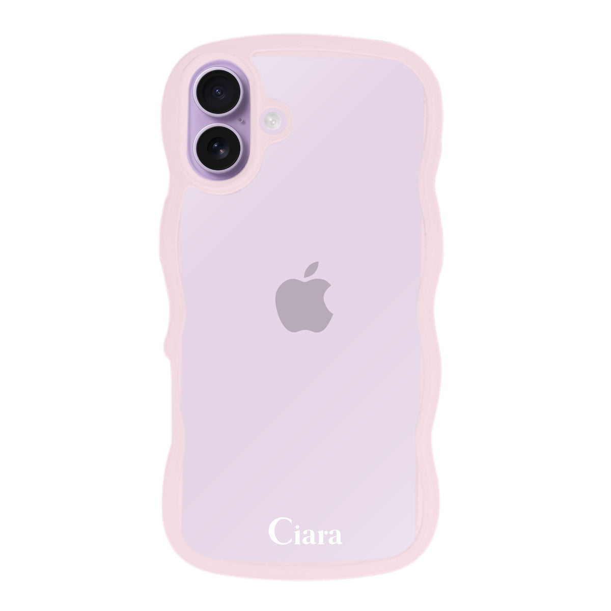 iPhone17 ウェーブフレーム クリアケース ロゴ ピンク