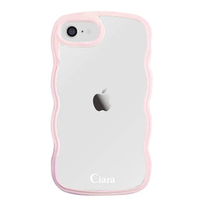 iPhone7/8/SE2/SE3ケース ウェーブフレーム クリアケース ロゴ ピンク