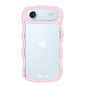 iPhoneAir ウェーブフレーム クリアケース ロゴ ピンク