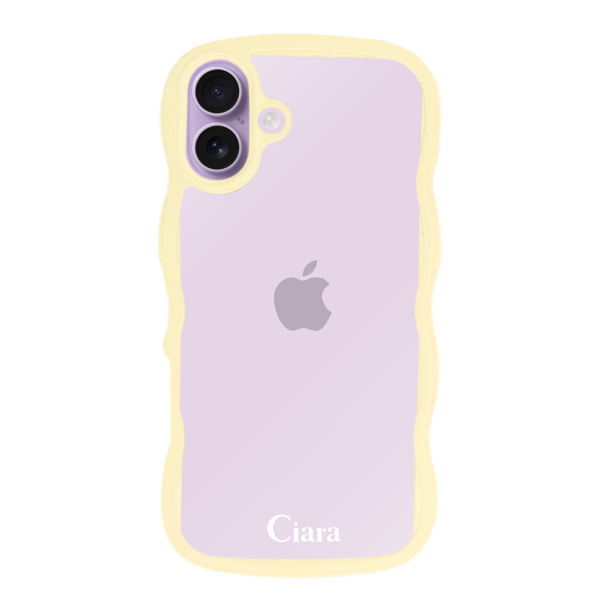 iPhone17 ウェーブフレーム クリアケース ロゴ イエロー
