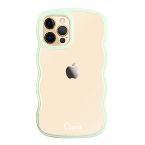 iPhone11Pro ウェーブフレーム クリアケース ロゴ グリーン