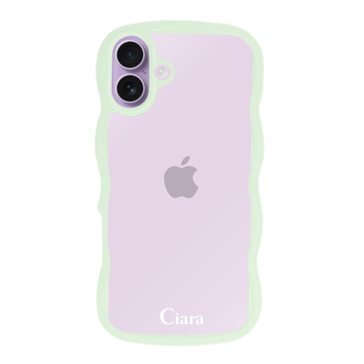 iPhone17 ウェーブフレーム クリアケース ロゴ グリーン
