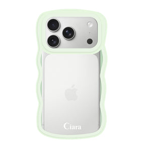 iPhone17Pro ウェーブフレーム クリアケース ロゴ グリーン