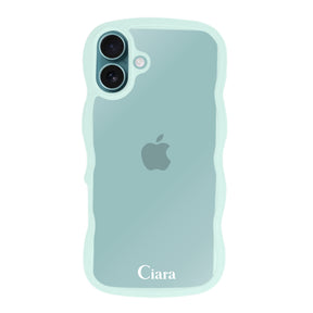 iPhoneAir ウェーブフレーム クリアケース ロゴ ブルー