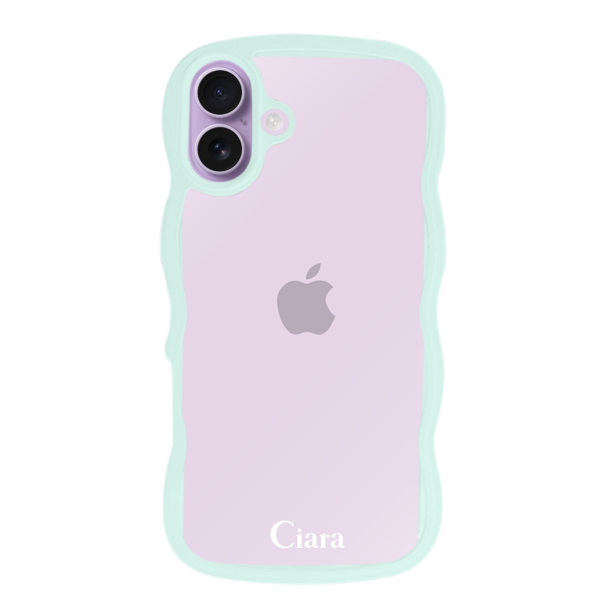 iPhone17 ウェーブフレーム クリアケース ロゴ ブルー