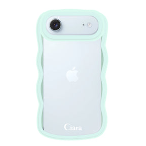 iPhoneAir ウェーブフレーム クリアケース ロゴ ブルー