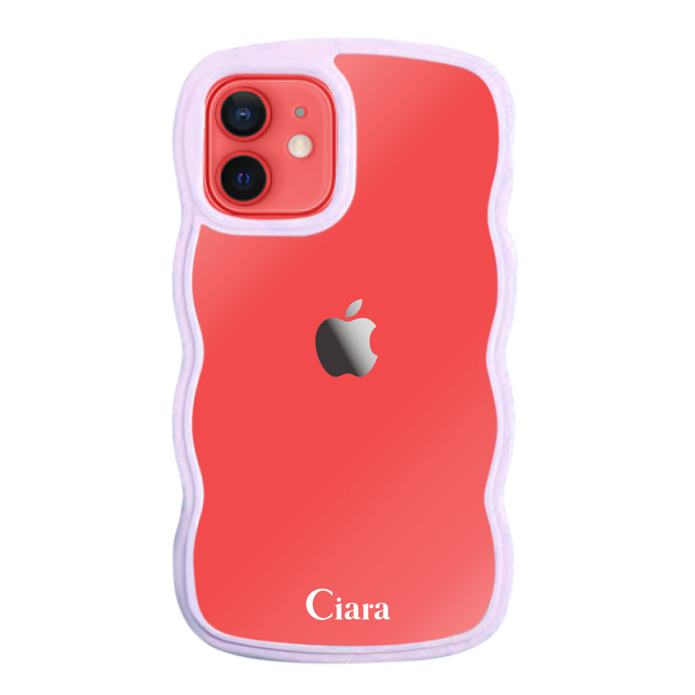 iPhone11ケース ウェーブフレーム クリアケース ロゴ パープル