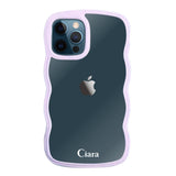 iPhone12ProMaxケース ウェーブフレーム クリアケース ロゴ パープル