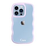 iPhone13ProMaxケース ウェーブフレーム クリアケース ロゴ パープル