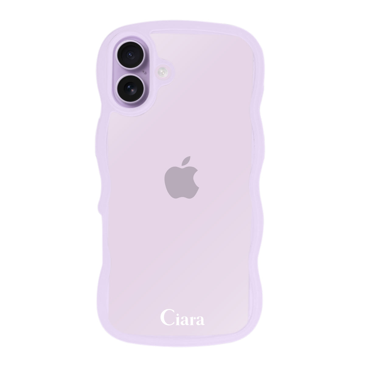 iPhone17 ウェーブフレーム クリアケース ロゴ パープル