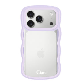 iPhone17Pro ウェーブフレーム クリアケース ロゴ パープル
