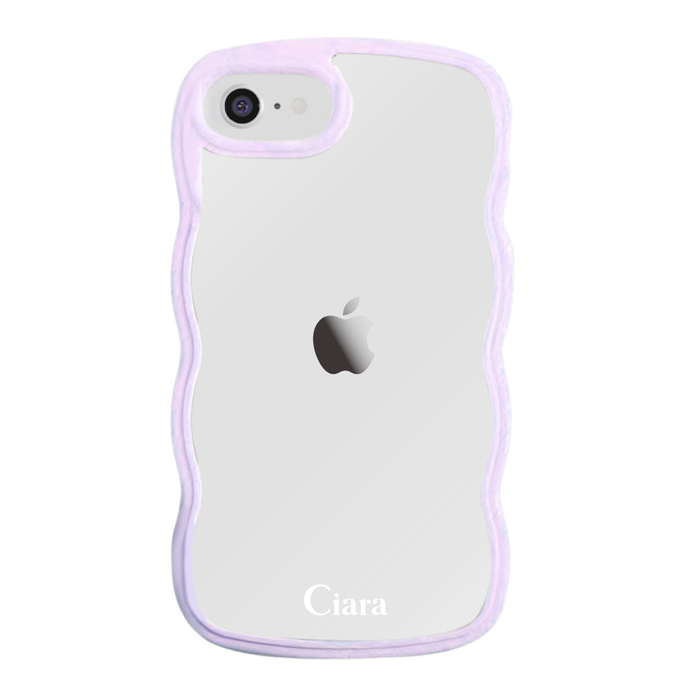 iPhone7/8/SE2/SE3ケース ウェーブフレーム クリアケース ロゴ パープル