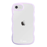 iPhone7/8/SE2/SE3ケース ウェーブフレーム クリアケース ロゴ パープル