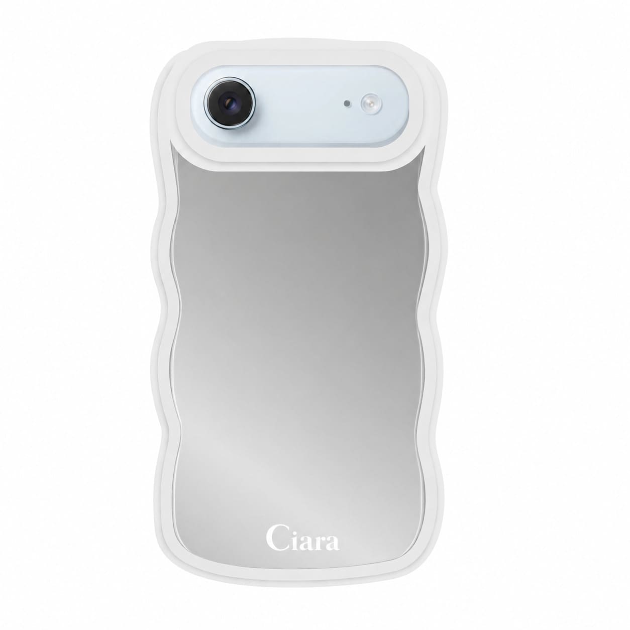 iPhoneAir ウェーブフレーム ミラーケース ロゴ ホワイト