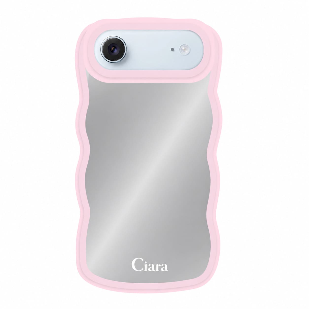 iPhoneAir ウェーブフレーム ミラーケース ロゴ ピンク
