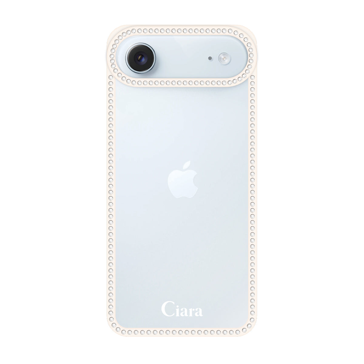 iPhoneAir ラインストーンフレームクリア クリア ラインストーンフレームケース ロゴ ホワイト