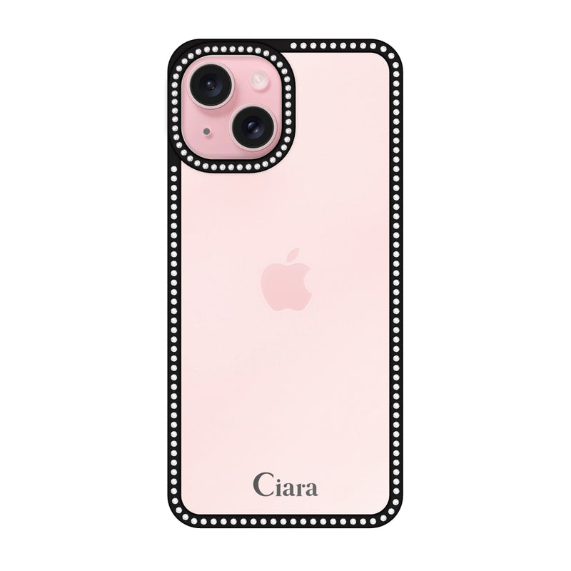 iPhoneケース ラインストーンフレーム クリアケース ロゴ