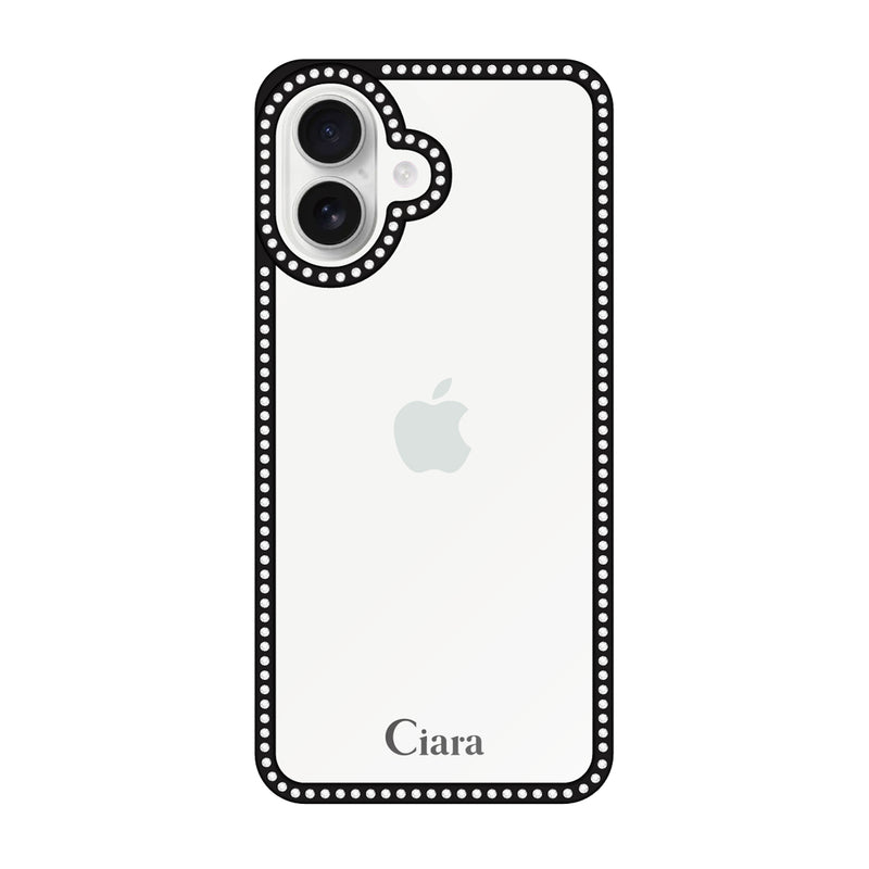iPhoneケース ラインストーンフレーム クリアケース ロゴ